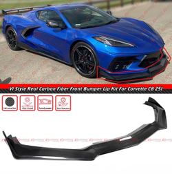 20-26 Chevy Corvette C8 Real Carbon Fiber Front Bumper Lip