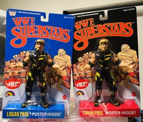 WWE LOGAN PAUL 2025 LJN SUPERSTARS 1980s RETRO 8 INCH FIGURE BLACK+BLUE CARD SET