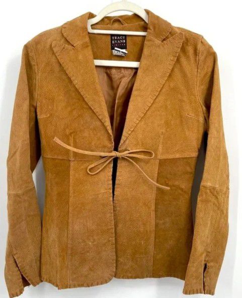 Jacket Leather Tan,Bling Faux Fur  Detailed Top ,Vest Jacket Faux Fur S-M Mint Condition