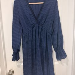 Women’s Navy Blue Deep V Neck Dress