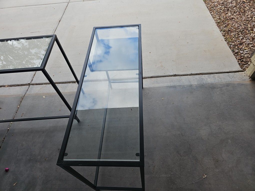 Steel Frame Glass Top Desk