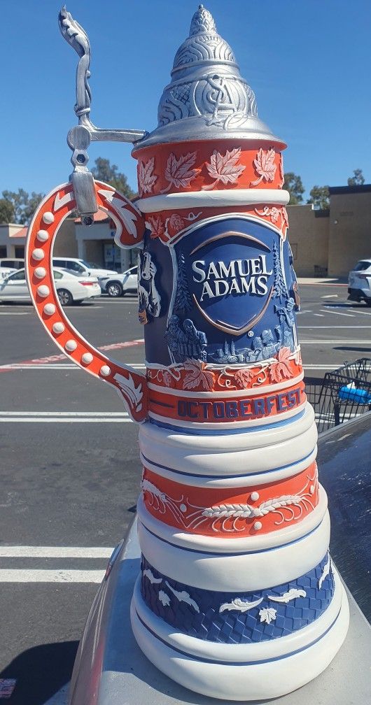 Large 36" Tall Sam Adams Stein Lid Octoberfest Beer Mug Promotional Display 
