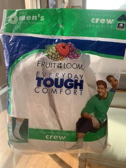 FRUIT OF LOOM, New Six Pairs Of Men’s Sox.