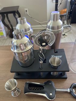 Bar Tool Set with Wooden Stand