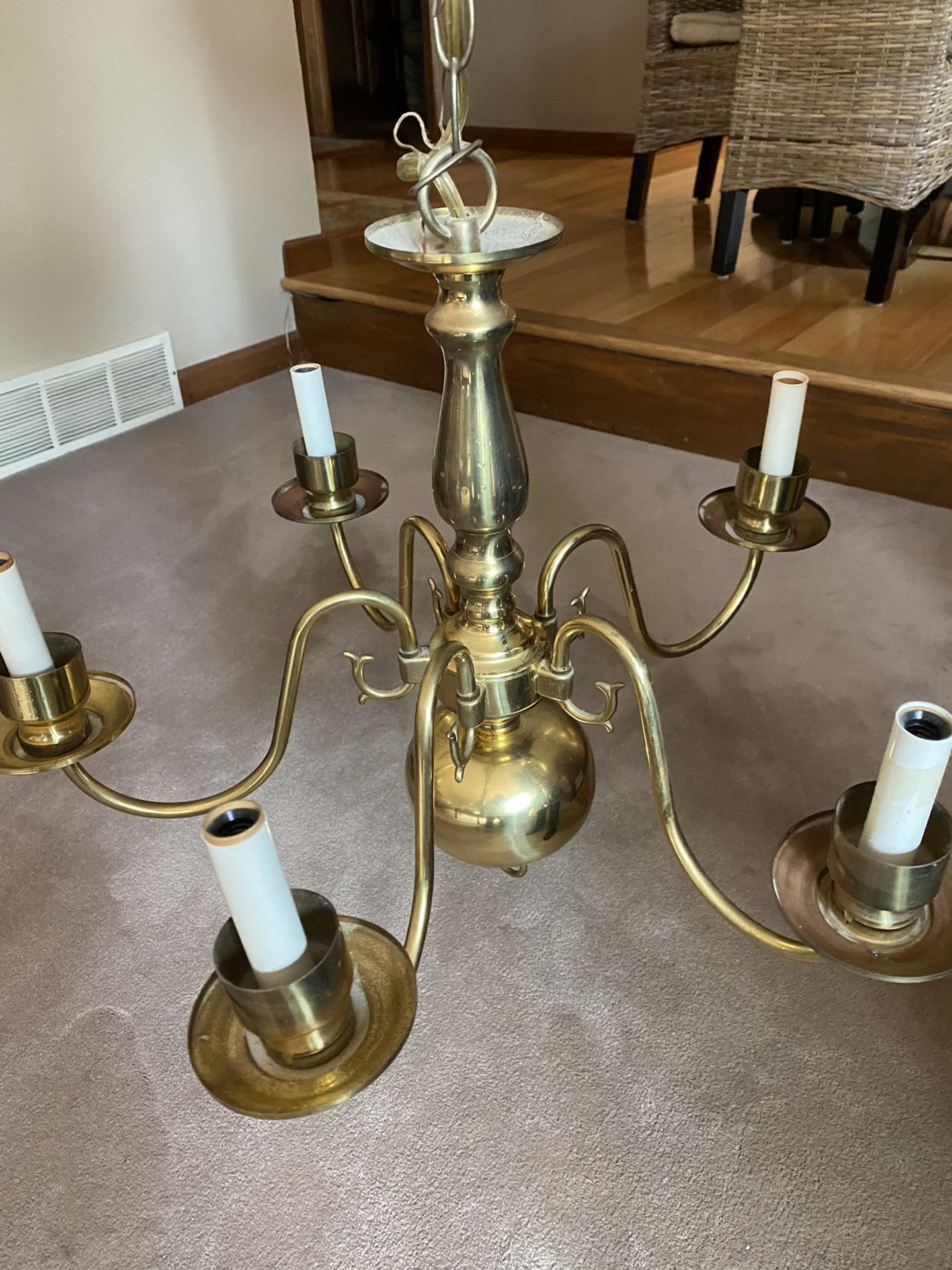Chandelier Brass 22x16 / Hangs 17 From Ceiling