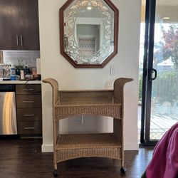 Rattan Bar Car On Wheels 