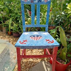 USA Hand-painted Wooden Corner Chair * One of a kind