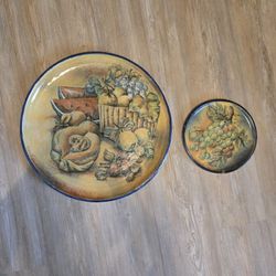 Decorative  Guanajuato  Majolica  Pottery charger/ Service Platter and plate Signed by artist