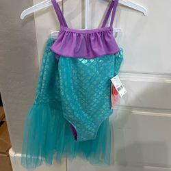 Brand New Mermaid Girls Bathsuit with Cover Up 2T