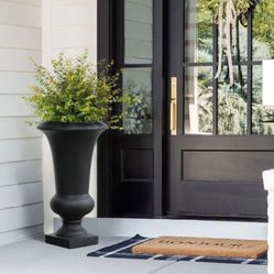 Victorian urn planter, black, 22.75" H