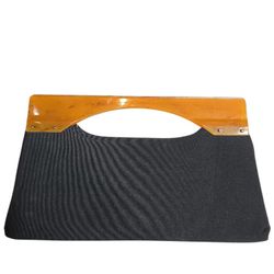 Vintage Black Clutch With Bakelight Handle 