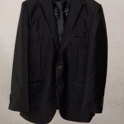 BJK Collections Boys 10 Black Tuxedo Suit Formal  Comes With Pants Vest And Neck Tie