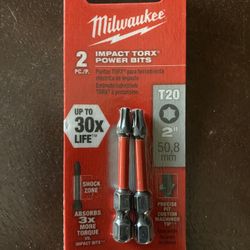 MILWAUKEE T20 SHOCKWAVE TORX BIT TWO IN PACK