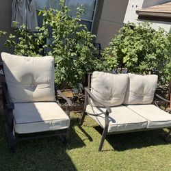 Metal Bench And Chair With Cushions $80 Gilbert And Ray Rd. Check All Pics And Offers.