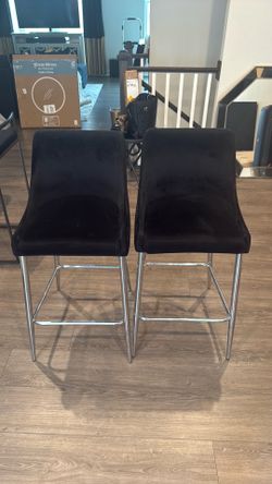 Black Velvet Upholstered Counter Stools.  2 used and 2 new in the box.