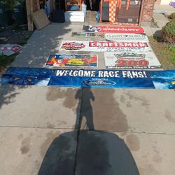 racing and automotive-themed banners
