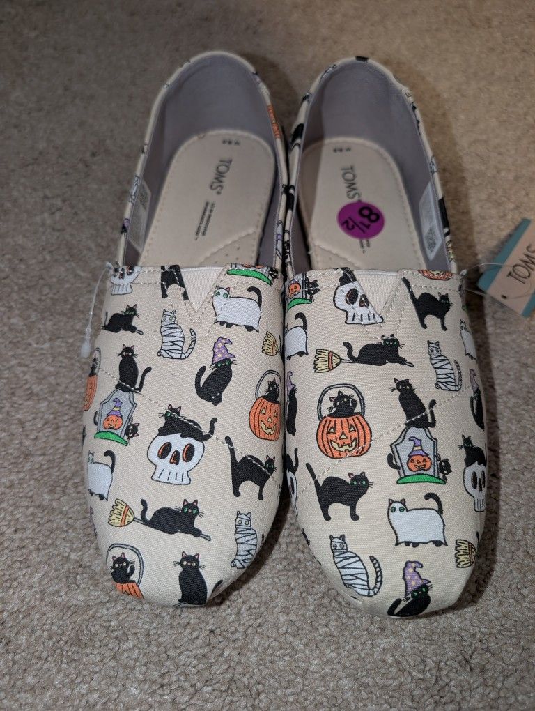 Toms Halloween Cat Shoes Size 8.5 Women - New With Tags (No Box)