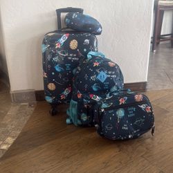 Kids Suitcase With Backpack, Lunch Box, and Travel Pillow 