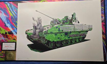Here we go again,  Banksy original print, featuring m1 Abraham's tank.