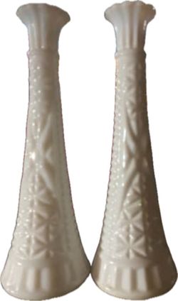 2 Vtg milk glass vases. Price is for both