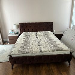 Large Queen Size Bed with Nightstand (Optional)