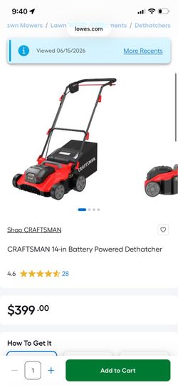 NEW CRAFTSMAN 14-in Battery Powered Dethatcher