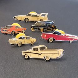 Vtg Lot f 6 Enamel Classic Car Novelty Pin Collectable