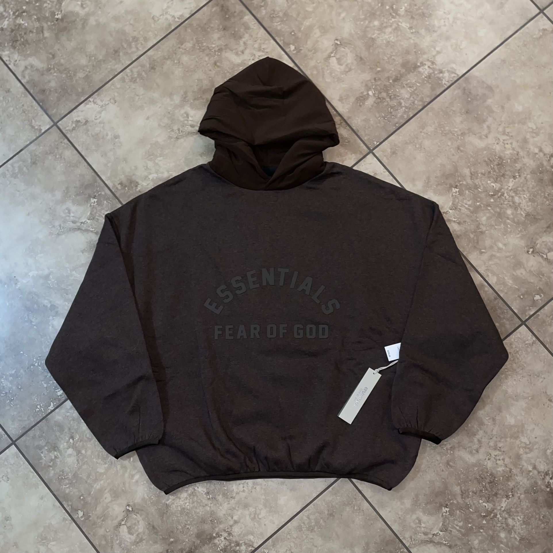 Fear of God Essentials Core Collection Nylon Fleece Hoodie Heather Wood/Wood Large