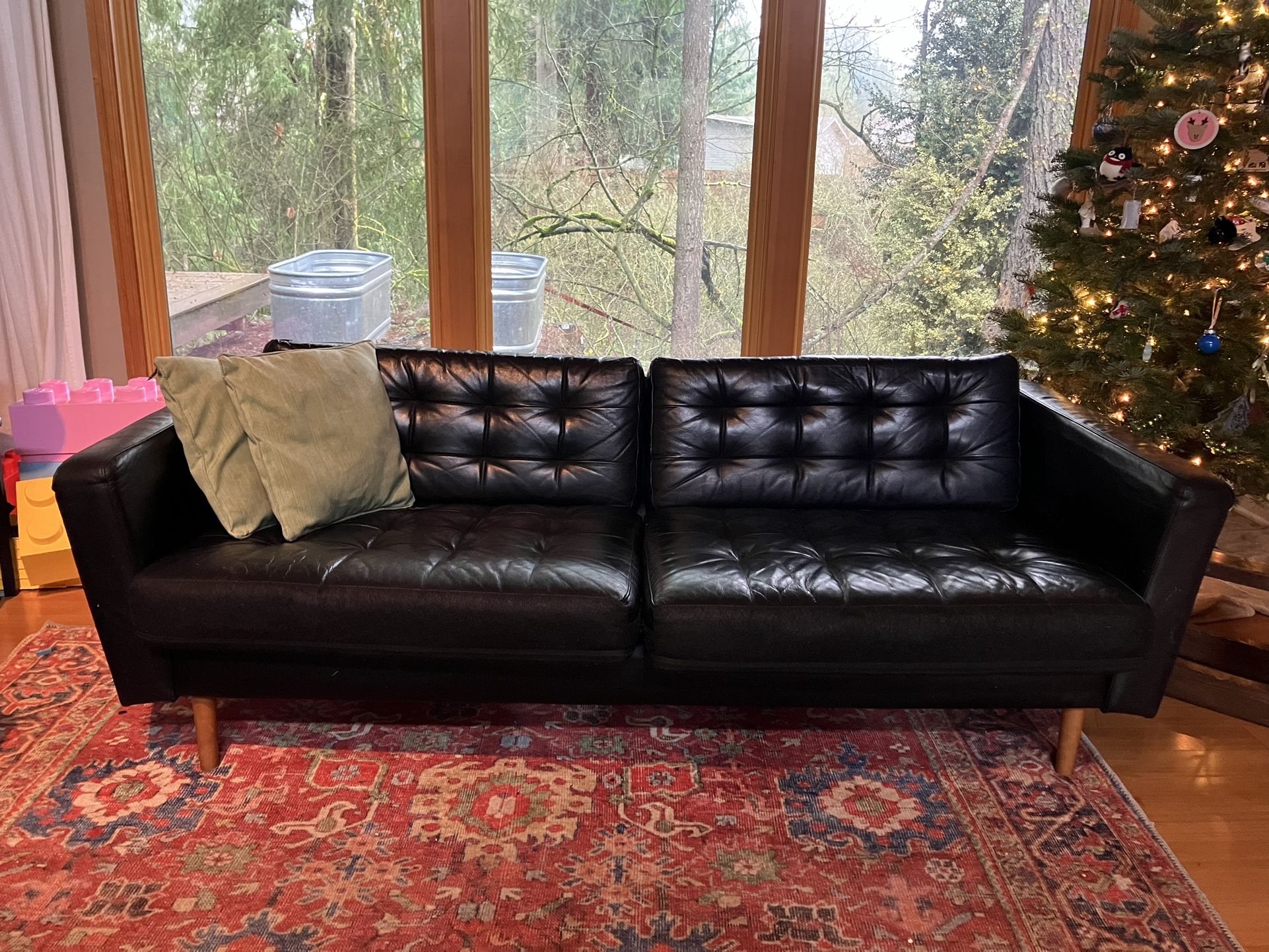Leather Midcentury Sofa Couch And Love Seat