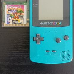 Teal Nintendo Gameboy Color System with Game
