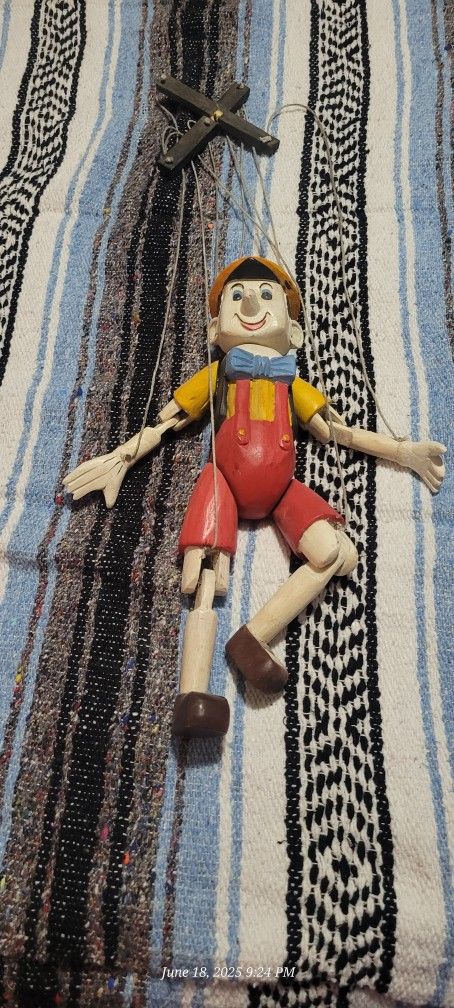 RARE Vintage Wooden Handmade Pinocchio Puppet Marionette