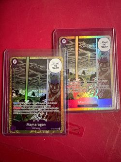 One Piece pair of Mamaragans Purple SR TCG Bandai card