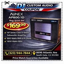 Aunex AP Series Power Amplifier Mono Subwoofer System 1600 Watts Bass Knob Included AP800.1D 🚨 Payment Options Available 🚨 No Credit Needed 🚨 
