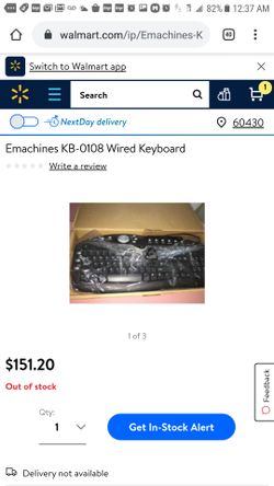 TODAY ONLY 40 EMACHINES MODEL NUMBER KB- 0108 WIRED KEYBOARD RARELY USED