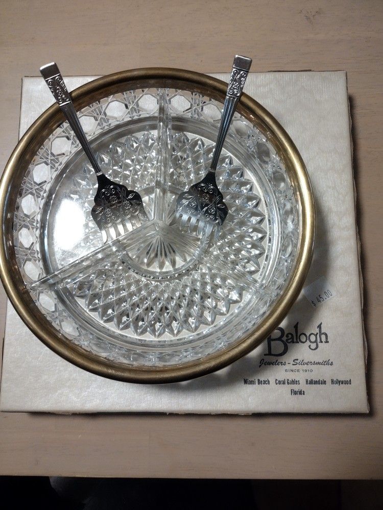 Vintage Cut Crystal Sectioned Serving Plate