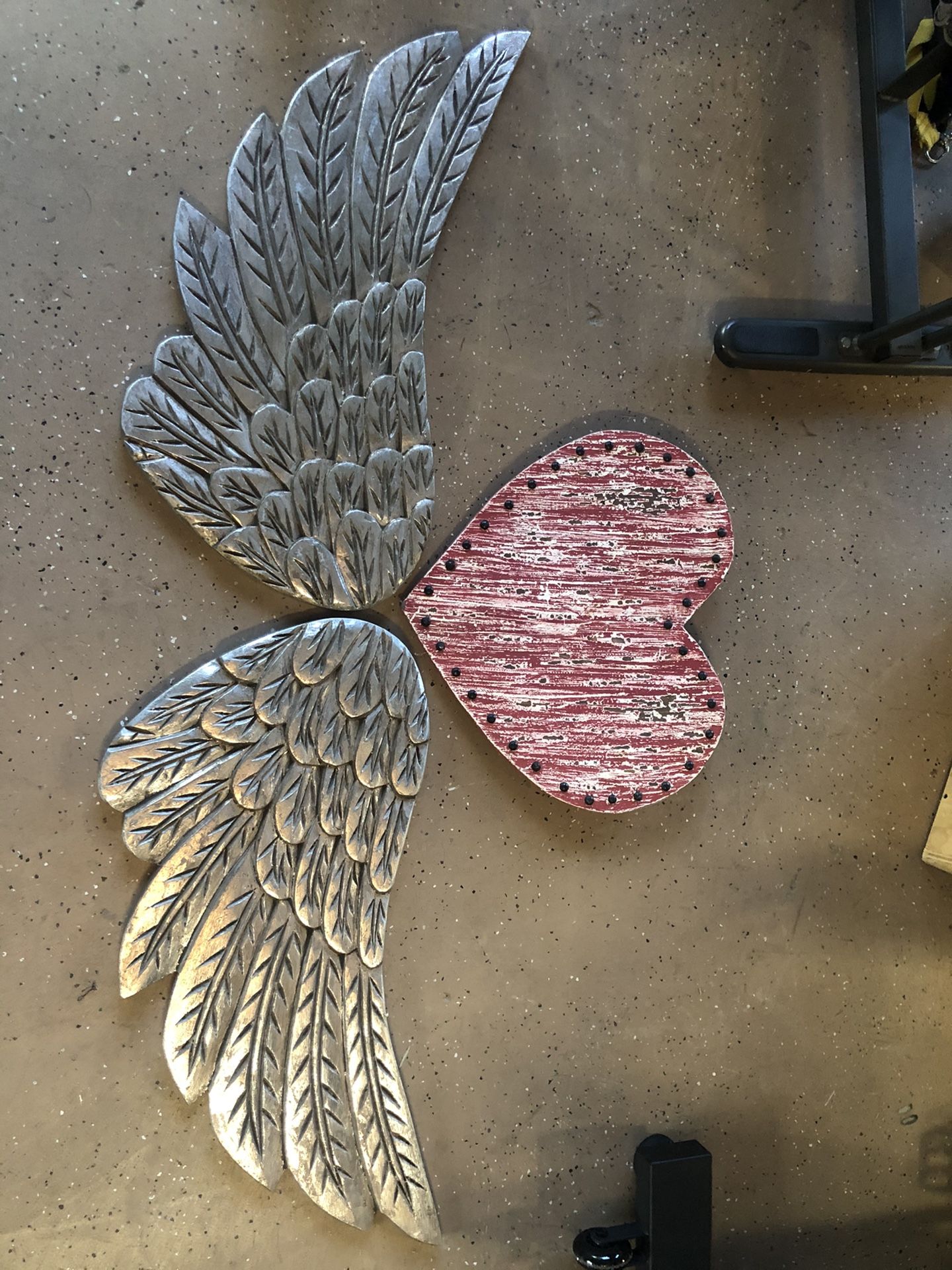 Pottery barn wall decor wooden angel wings with heart