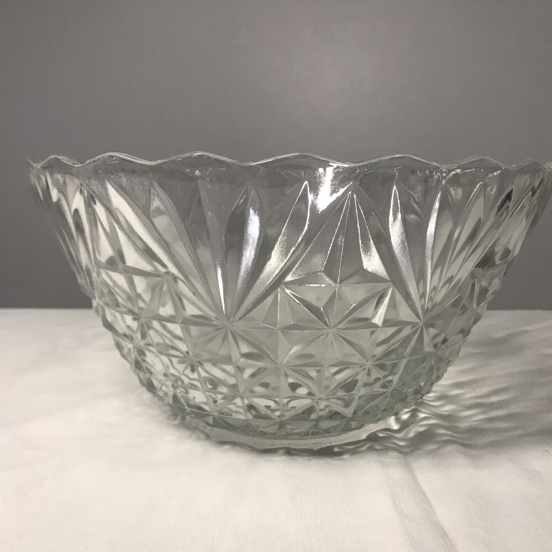 Crystal Glass Punch Bowl and Tray