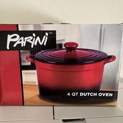 E-far Enameled Cast Iron Dutch Oven with Lid, 4 Quart Round Dutch Oven Pot Nonstick Cookware