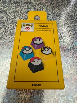 Pokémon x Target branded keycaps featuring designs for the Poké Ball