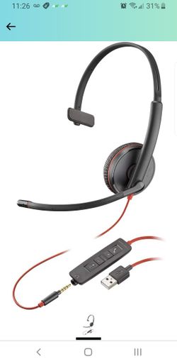 Plantronics Black wire C3215 USB-A Headset Microphone Headphones Gaming