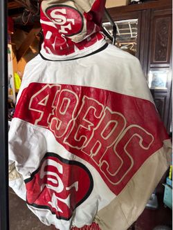 Vintage 90s San Francisco 49ers NFL Leather Hooded Jacket – Size Large