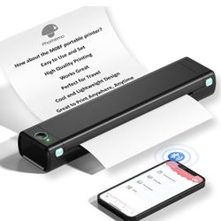 Phomemo Portable Printer Wireless for Travel, M08F Thermal Printer for Home Use Bluetooth Inkless Printer Support 8.5" X 11" Thermal Paper, Compact Pr