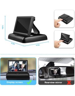 Baby Car Mirror, 4.3'' HD Night Vision Function Car Mirror Display, Safety Car Seat Mirror Camera Monitored 