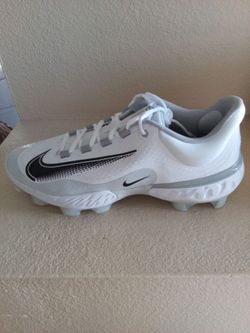 Nike alpha Huarache elite 4 low MCS Baseball cleats white/grey size 13.