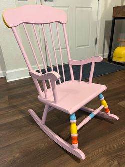 Pink Wooden Kids Rocking Chair