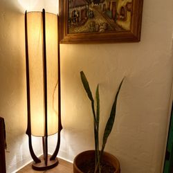 Vintage Mid Century Modeline Walnut Floor Lamp 