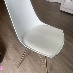 White Desk Chair Gold Support