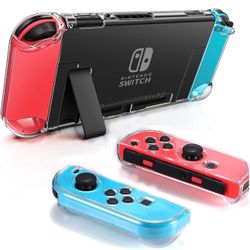 Dockable Clear Case for Nintendo Switch, VANJUNN 3 in 1 Protective Case Cover for Nintendo Switch and Joy-Con Controller with Clear Grip Cover Shock-A