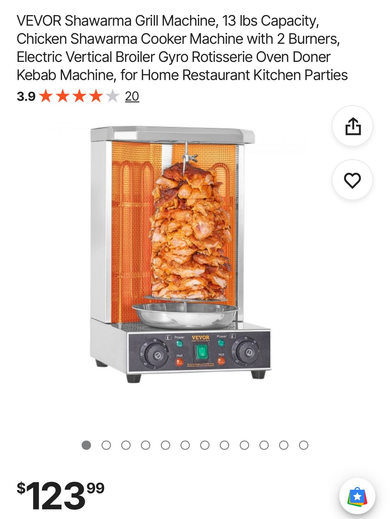 VEVOR Shawarma Grill Machine, 13 lbs Capacity