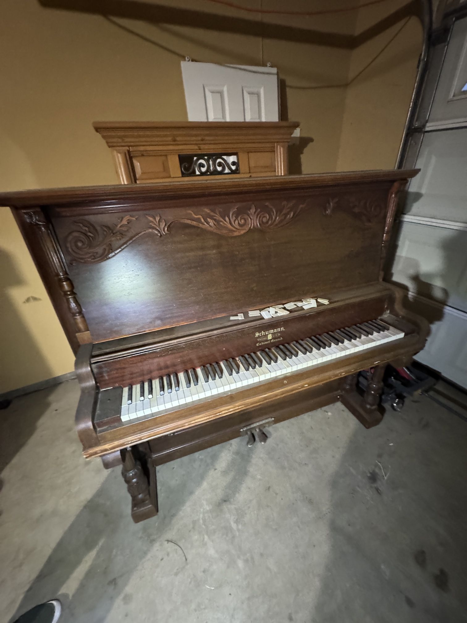 Antique Schumann Mission Style Upright Piano